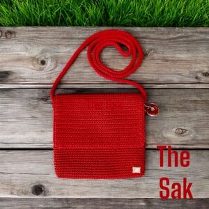 The Sak Small Red Knit Crossbody Handbag